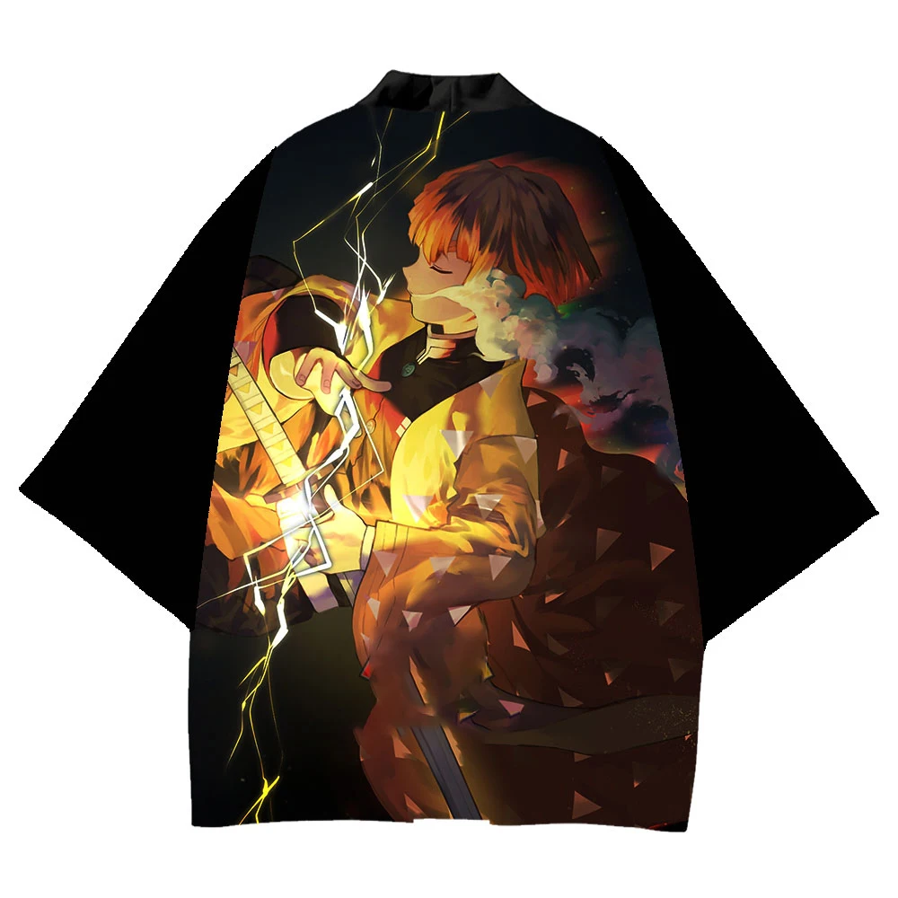 

SONSPEE 3D Printed Kimono Men Japanese Traditional Clothes Cardigan Male Classic Anime Demon Slayer Black Japan Cosplay Costume