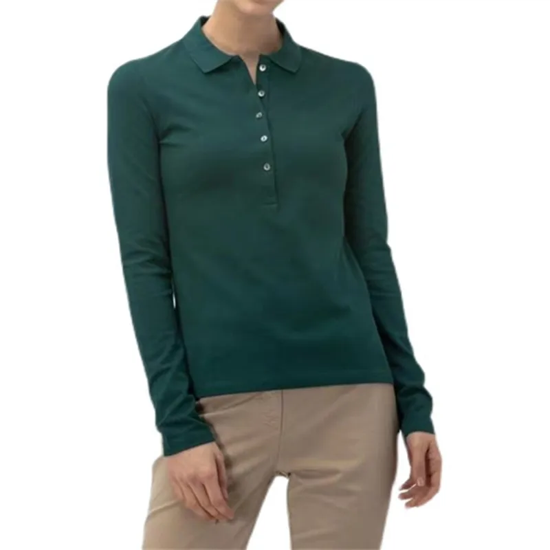 

Spring Autumn Alligator Women's Long Sleeve New Polo Shirts 100% Cotton Casual Solid Colour Lady Tees Fashion Femme Top