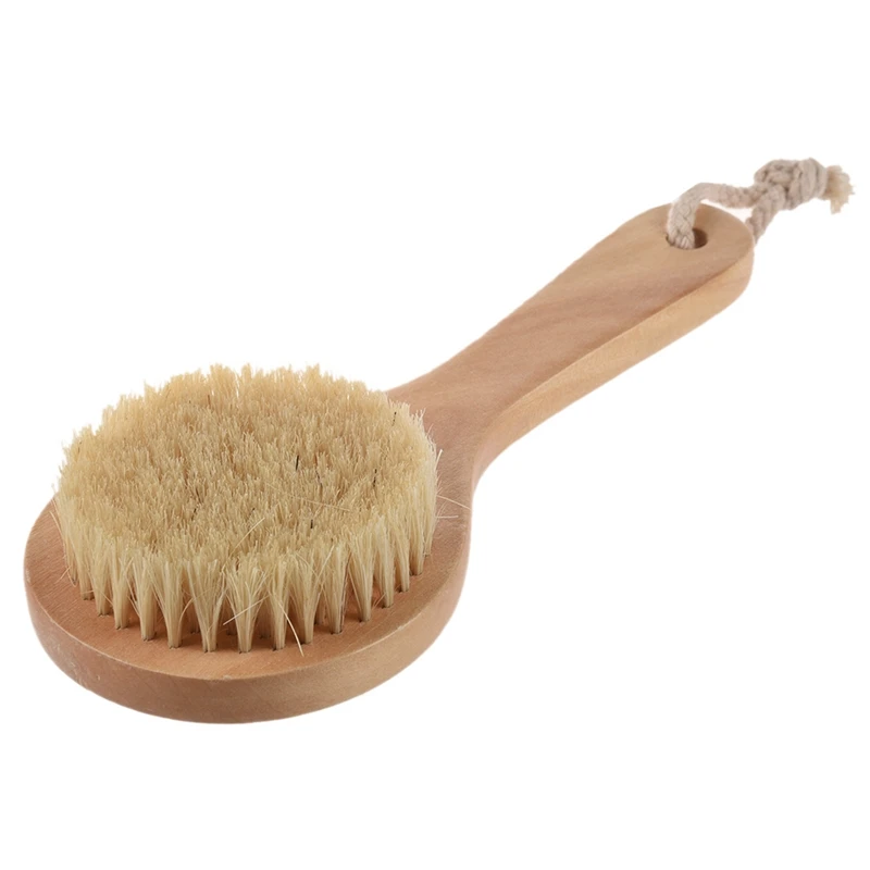 

New 5X Long-Handled Bristle Detox Wooden Handle Body Brush Skin Brush