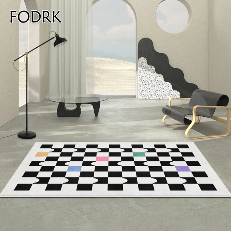 

Checkerboard European style floor mat large area fully carpeted living room bedroom carpet rug alfombra tapete tapis hogar 러그