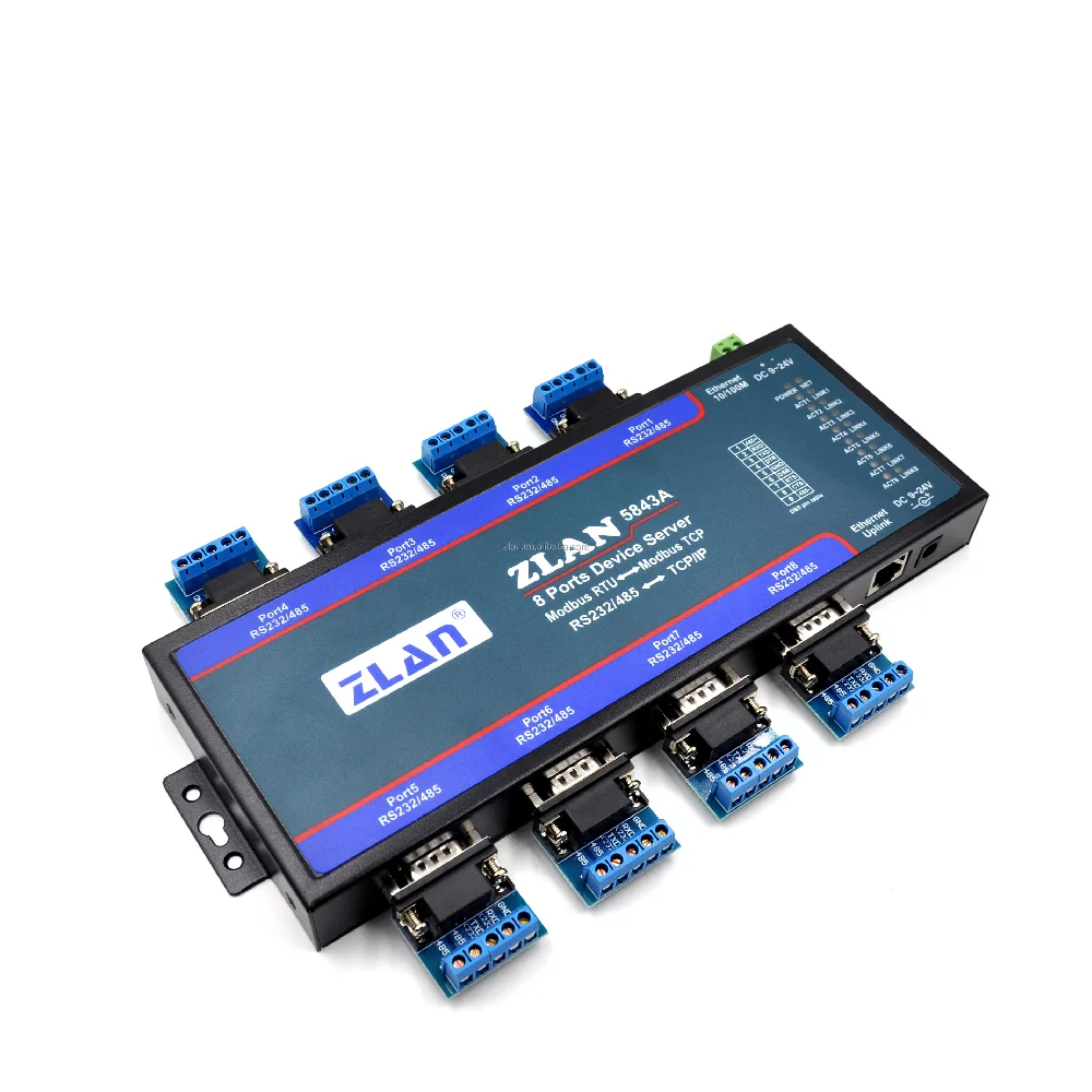 ZLAN5843A 8-портовый RS232 RS485 для Ethernet TCP/IP Modbus промышленный Серийный Сервер с