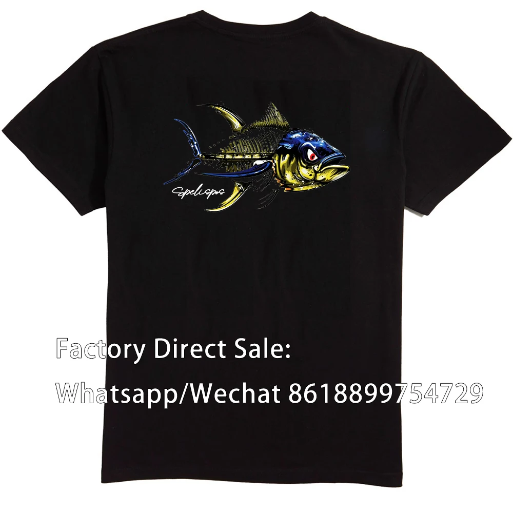 

Fish Jersey Fishing T-Shirt UPF 50+ Shirt Breathable Summer Tops Wear Cartoon Maillot Dress Uv Black Sportswear Outdoor Run Gear