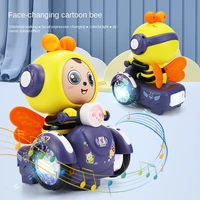 face changing bee music toy car colorful dynamic music universal direction changing infant educational toys