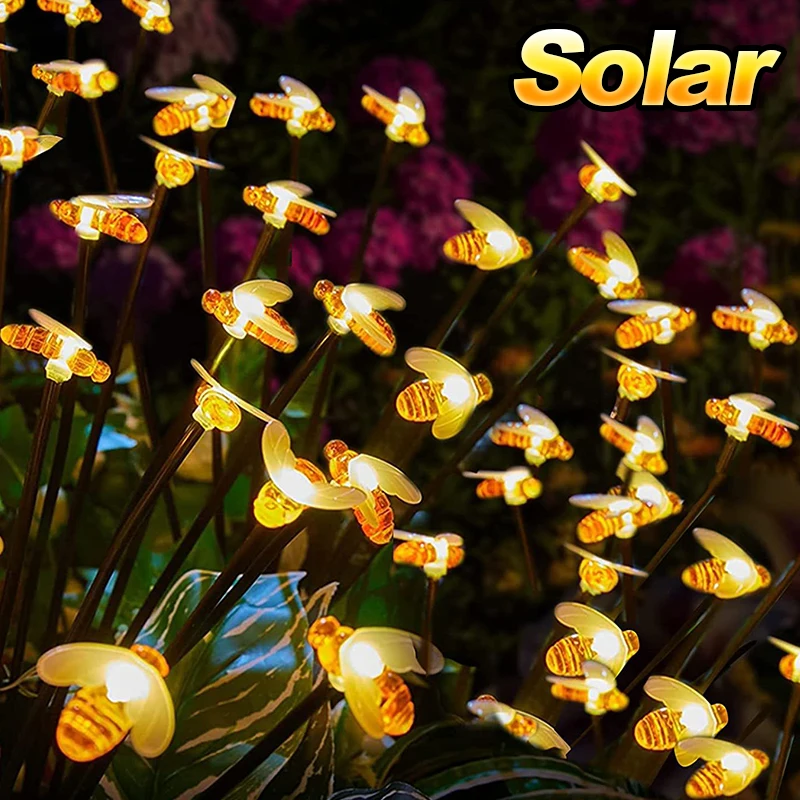 

Solar String Light 6 LED Cute Bee Outdoor Light with 2 Lighting Mode Christmas Tree Honeybee Starry Fairy Lamp Home Garden Decor