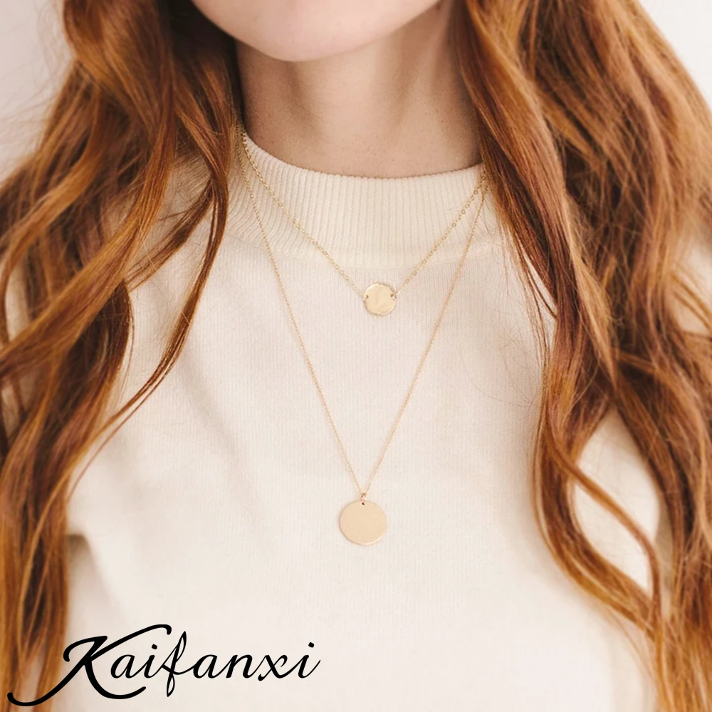 

Kaifanxi women's necklace without darken layered necklace simple 316l stainless steel for women necklace pendant jewelry