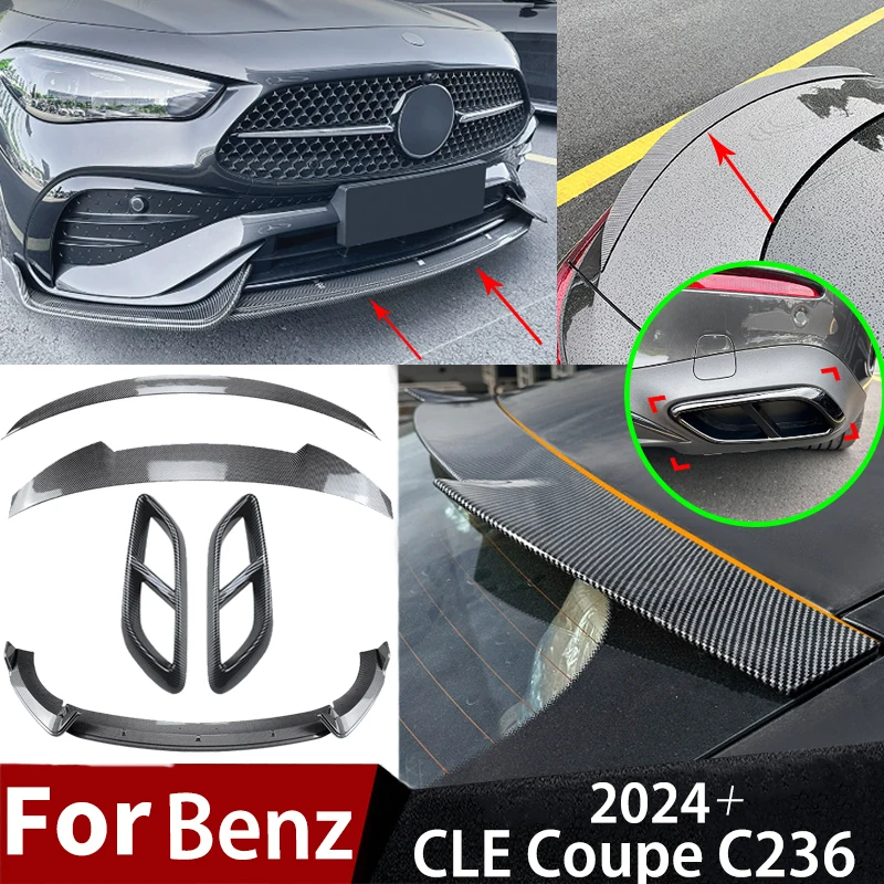Фото Для MERCEDES BENZ CLE Coupe C236 2024: Передний бампер, сплиттер, спойлер, диффузор, крыло багажника, насадка на выхлопную трубу, обвес, тюнинг-комплект №1