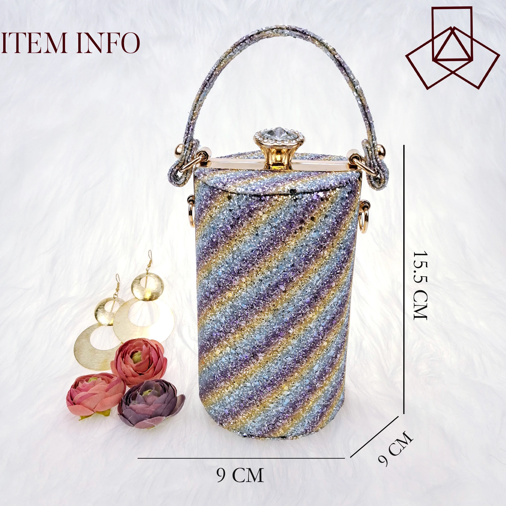 QSGFC 2022 Latest Colorful Sequins and Diamond Butterfly Design Women's Shoes and Bags Set Violet Color