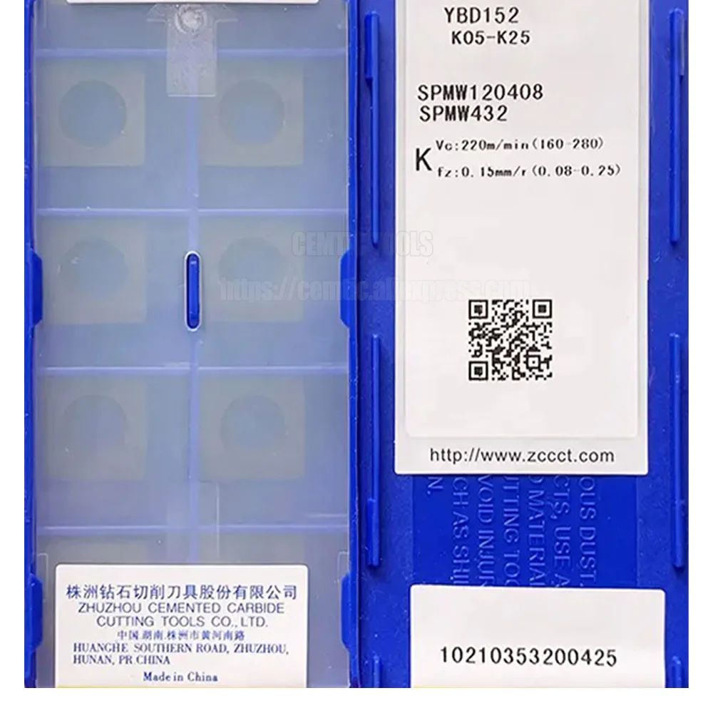 

ZCC CnC вставки типа SPMW120408 YBD152 (10 вставок/коробка) цементированный карбид режущий инструмент токарные вставки