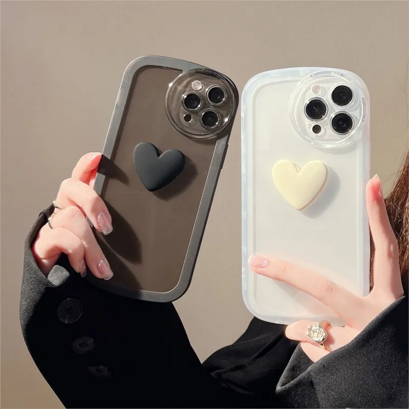 Soft Transparent Love Heart Phone Case For IPhone 14 13 12 11 Pro Max XS X XR Max 8 7 Plus SE 2022 Candy Silicone Bumper Cover