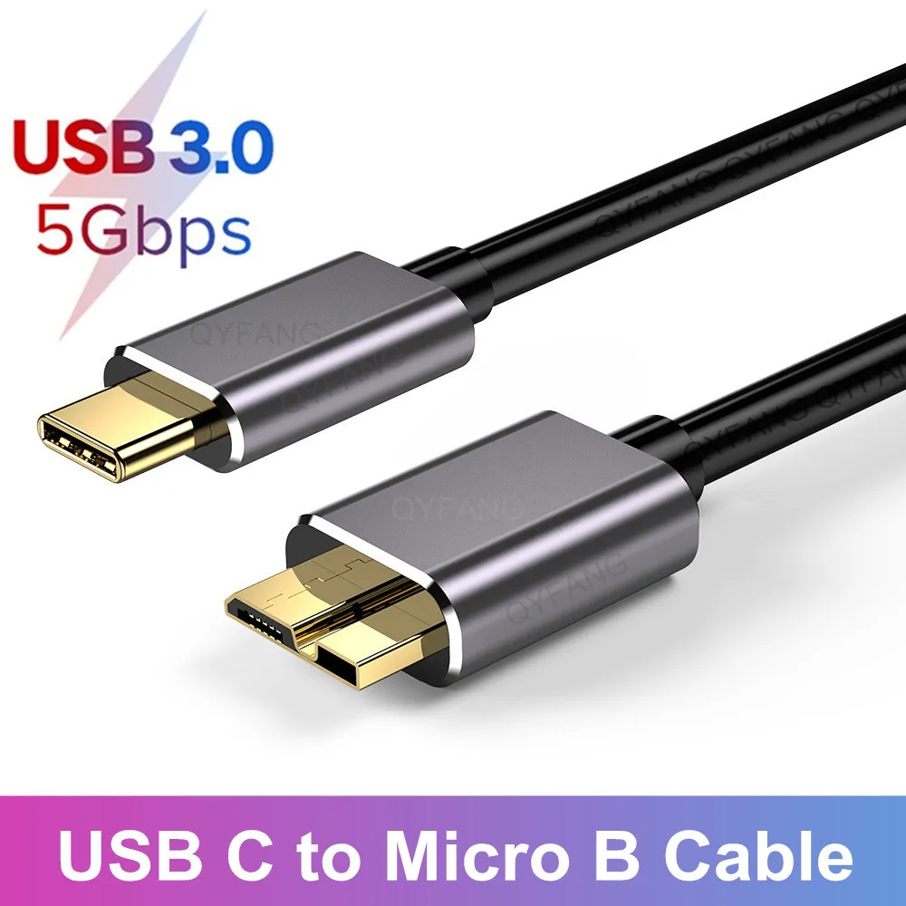 USB C to Micro B Cable USB 3.0 Type C 5Gbps Data Connector Adapter For Hard Drive Smartphone PC Type C Charger Camera Disk Cord