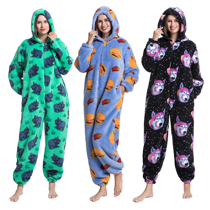 

Sleepwear Kigurumi Adults Kids Flannel One Piece Pajamas Homewear Winter Jumpsuit Thicken Oversized Onesies