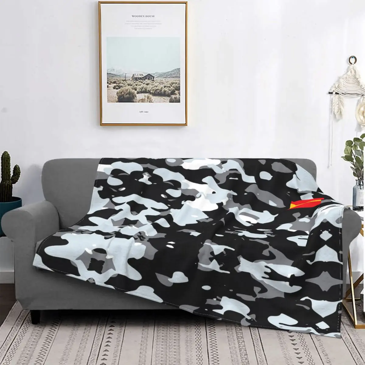 

Urban Camouflage Military Style Blanket Fleece Print Spanish Spain Flag Lightweight Thin Throw Blankets for Sofa Bed Bedspread