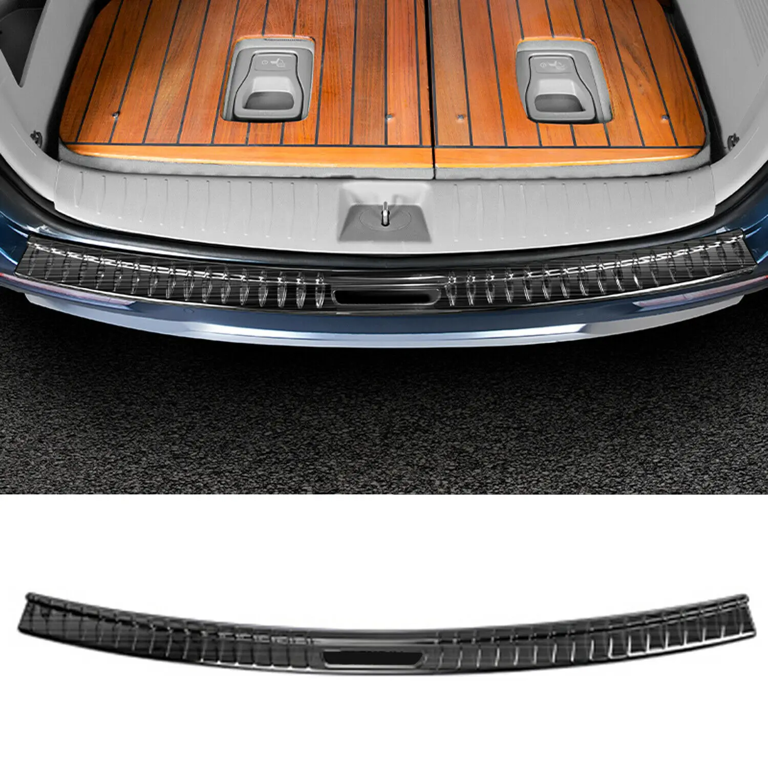 

Black Steel Outer Rear Bumper Protector Sill Trim For Kia Carnival 2022-2023