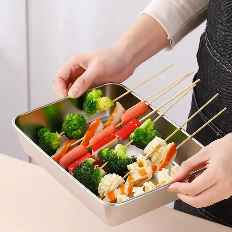 Подносы из нержавеющей стали для хранения продуктов прямоугольные контейнеры