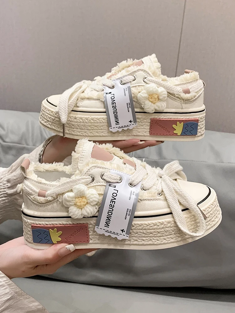 

All-Match Espadrille Shoes Round Toe Clogs Platform Mixed Colors Female Footwear Casual Sneaker Women Summer Small Creepers New