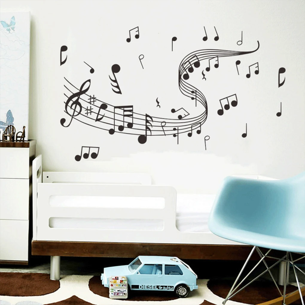 

Настенная Наклейка, водонепроницаемый удобный плакат, искусственные простые Переводные картинки для украшения помещений, музыкальная нотация