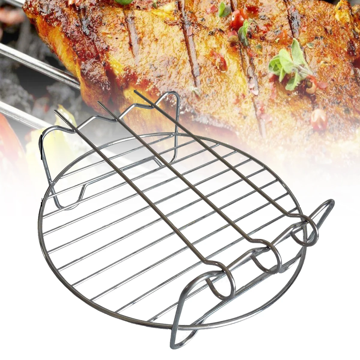 

Air Fryer Accessories Double Stainless Steel Grill Rack 3 Pin Rack Lightwave Grill Rack Grill Net Shelf