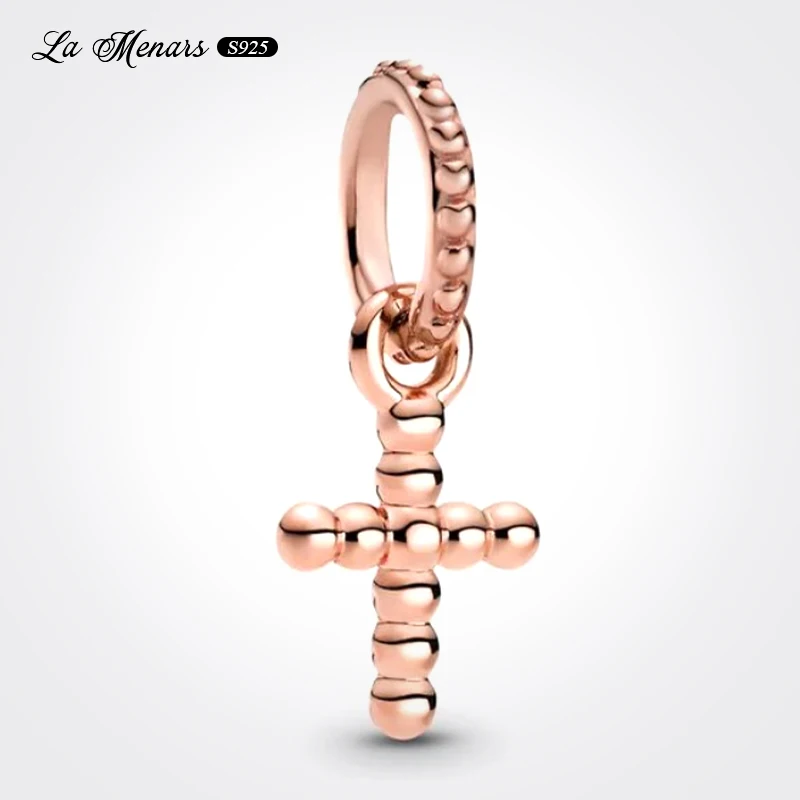 

Retro Elegant Cross Bead Fit Original Pandora Charm Bracelet Genuine Silver Plating Round Jewelry Personality Decoration