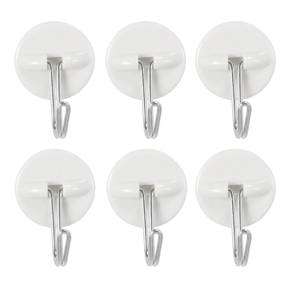 

6PCs Strong Adhesive Wall Sticky Hooks 180 Degree Rotating Stick On Hooks For Bathroom Kitchen Key Holder Hanging Shelf 3 Types