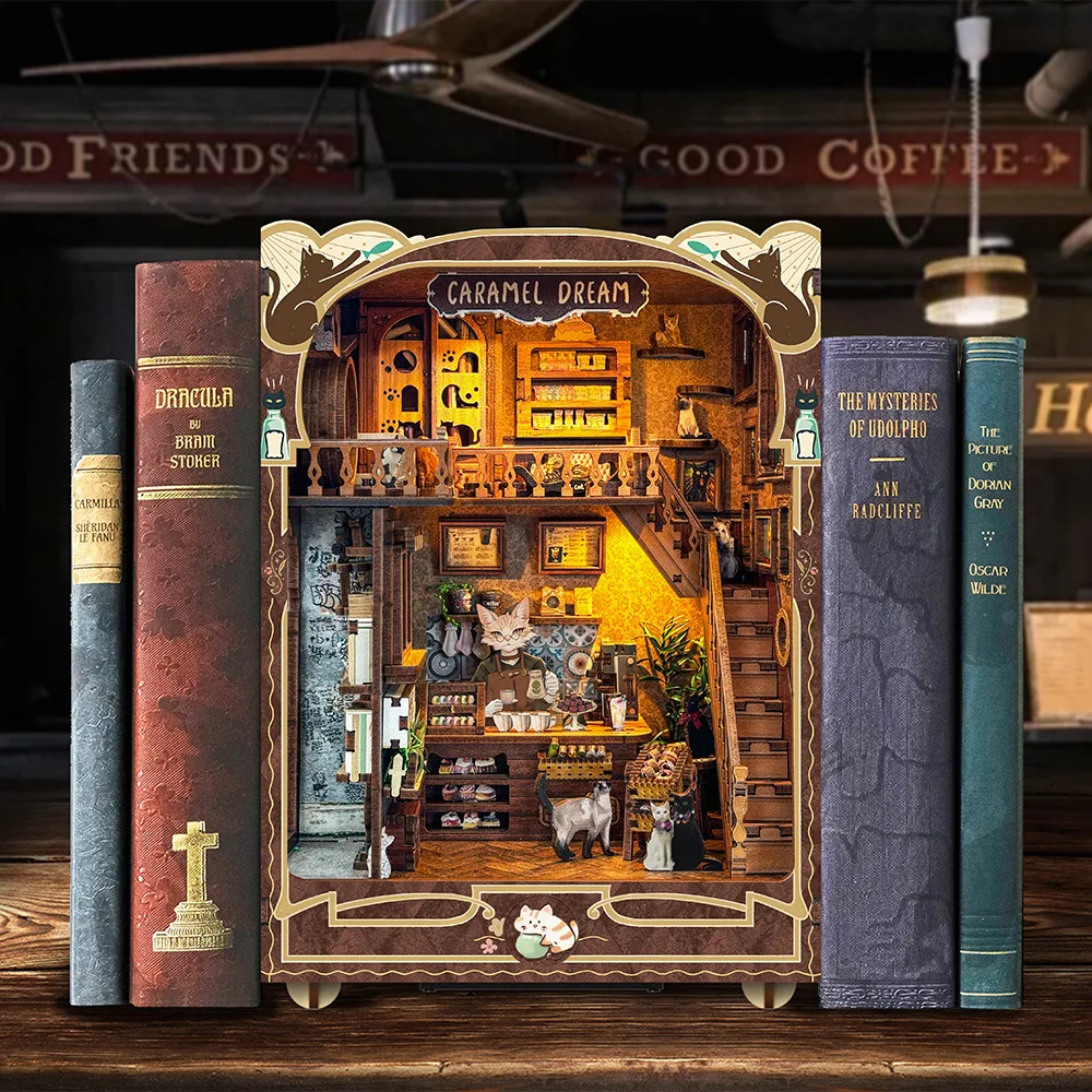 DIY деревянный книжный уголок наборы пол карамельный коттедж мечты деревянная