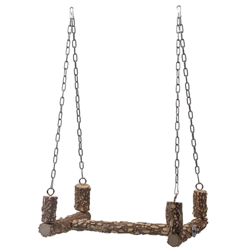 

Bird Perch Wooden Stand Chew Toy for Large Birds Natural Parrot Swing