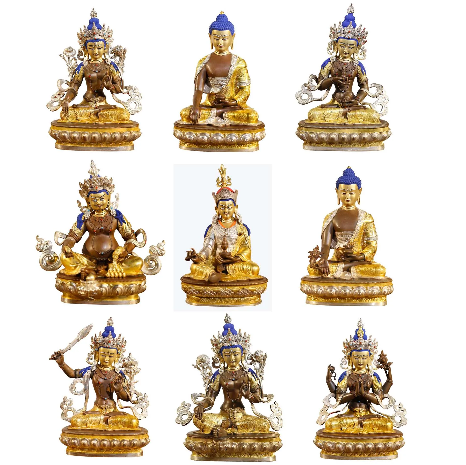 

Tibet Nepal Thailand good Buddha statue Sakyamuni Amitabha Jambhala Guan yin Tara Manjusri Vajrasattva copper buddha