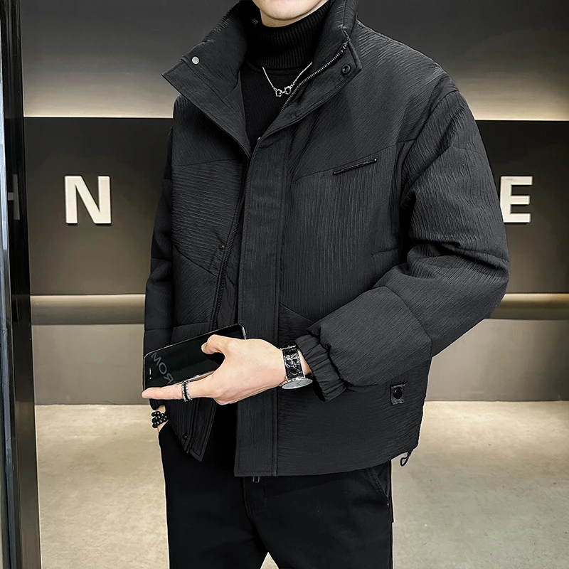 2024 осенне-зимний новый утолщенный теплый пуховик из 3D ткани с воротником-стойкой