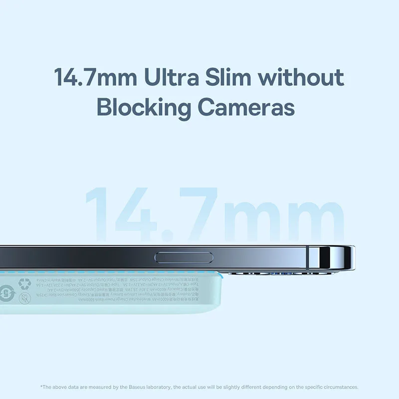 Baseus 20W Magnetic Wireless Charging 6000mAh Power Bank, 14.7mm Non-slip Silicone Casing, Fast Charging For iPhone 8-14 Series