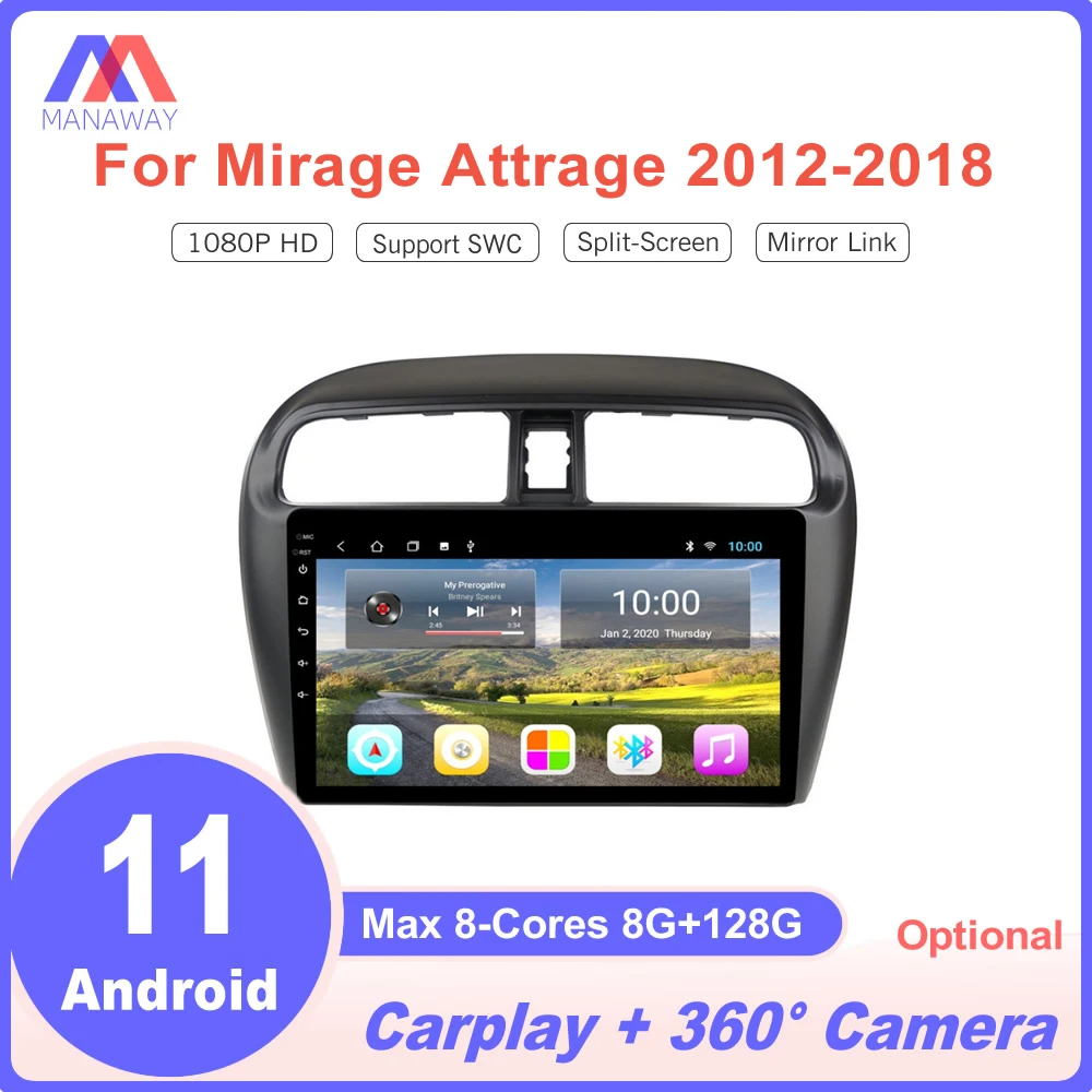 Android Player For Mitsubishi Mirafe Attrage 2012-2018 DSP CarPlay Car Radio Stereo Multimedia Video MP5 Navigation GPS 2Din