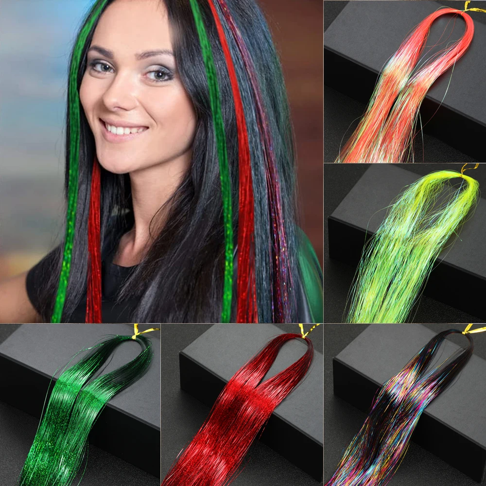 1 шт. блестящая мишура для волос радужное шелковое наращивание ослепляет женский