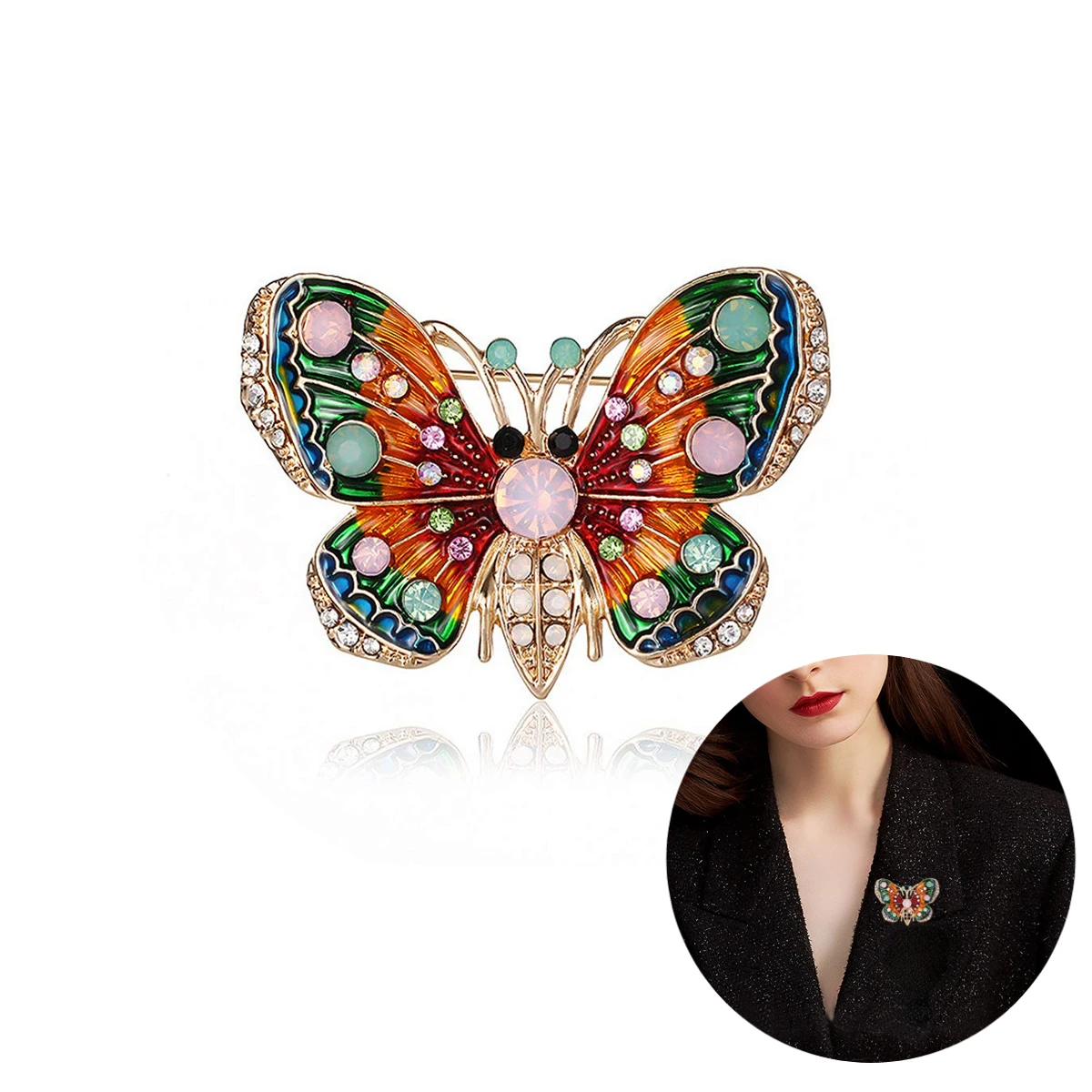 

Insect Rhinestone Brooch Female Butterfly Pearl Vintage Broch Women European Style Clothing Scarves Day Luxury Corsage Jewelry