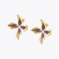 enfashion lacquer art hand painted drop earrings for women stainless steel flower big circle earings fashion jewelry kolczyki