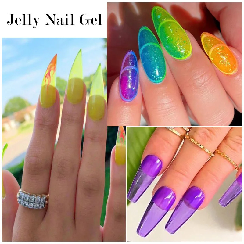 Фото MEET ACROSS 7 мл Желейный розовый, красный, зеленый гель-лак для ногтей Jelly Sparlky Neon Macaron Series Soak Off UV Gel Nail Art Varnish Nails №5