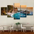 Морское побережье скалы тропический остров пляж 5 панелей холст печать настенное Искусство Декор для дома печатные изображения HD постер без рамки 5 шт.