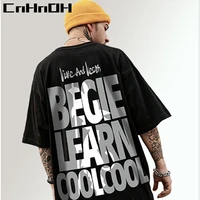 cnhnoh street hip hop new fashion letter pattern printing summer round neck couple loose t shirt for men unisex t242