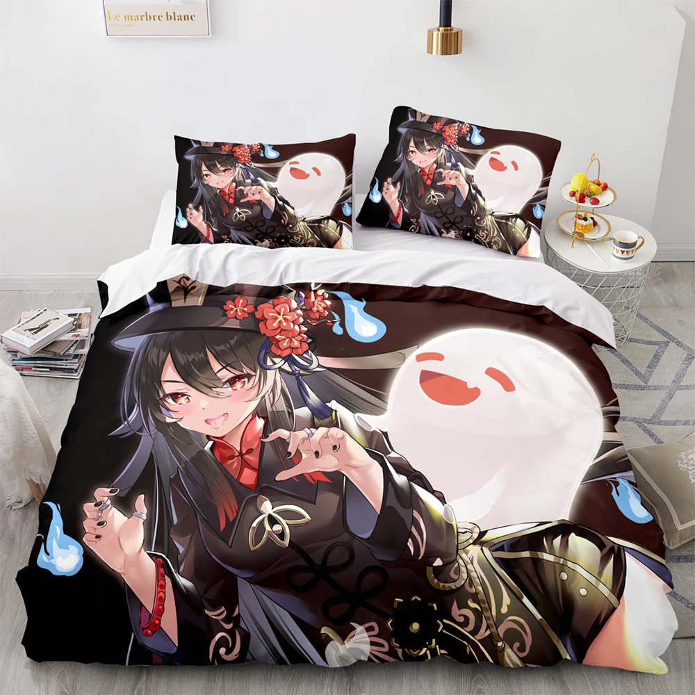 

Genshin Impact Bedding Set Single Twin Full Queen King Size Game Anime Bed Set Aldult Kid Bedroom Duvetcover Sets 3D