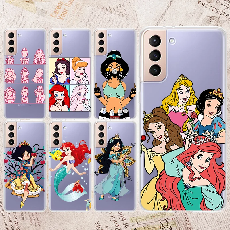 

Cute Disney Princess For Samsung Galaxy S22 S21 S20 FE Ultra Pro Lite S10 5G S10E S9 S8 Plus Soft Transparent Phone Case