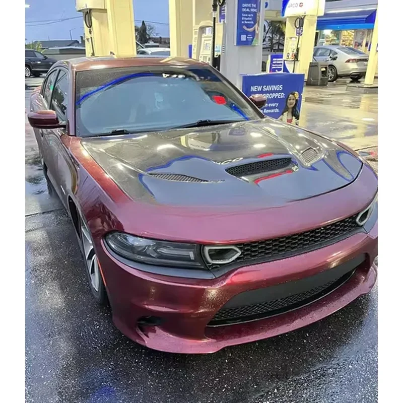Фото Популярный карбоновый капот с вентиляционными отверстиями для Charger SRT Hellcat 2015, аксессуары для тюнинга экстерьера автомобиля №1