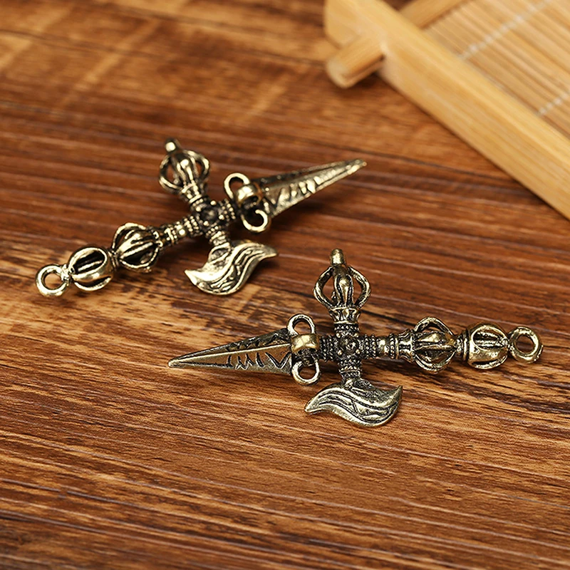 Винтажный латунный пестик ваджры орнамент фэн-шуй религиозная коллекция