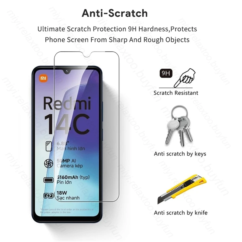 3 шт. 9H закаленное стекло для Xiaomi Redmi 14C 4G защитное на Redmi14C 14 C C14 звёздочка Защитная