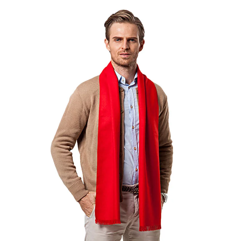 

Fashion Winter Solid Color Men Red Scarf Luxury Brand Designer Style Wool Soft Cashmere Scarves Cachecol Masculino Inverno Shawl