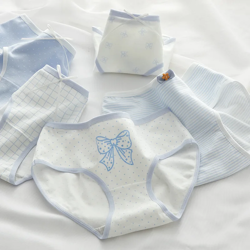 

5Pcs/set Women's Cotton Briefs Cute Bow Panties For Girl Female Underpants Sexy Mid-waist Breathable Underwear Shorts Lingerie