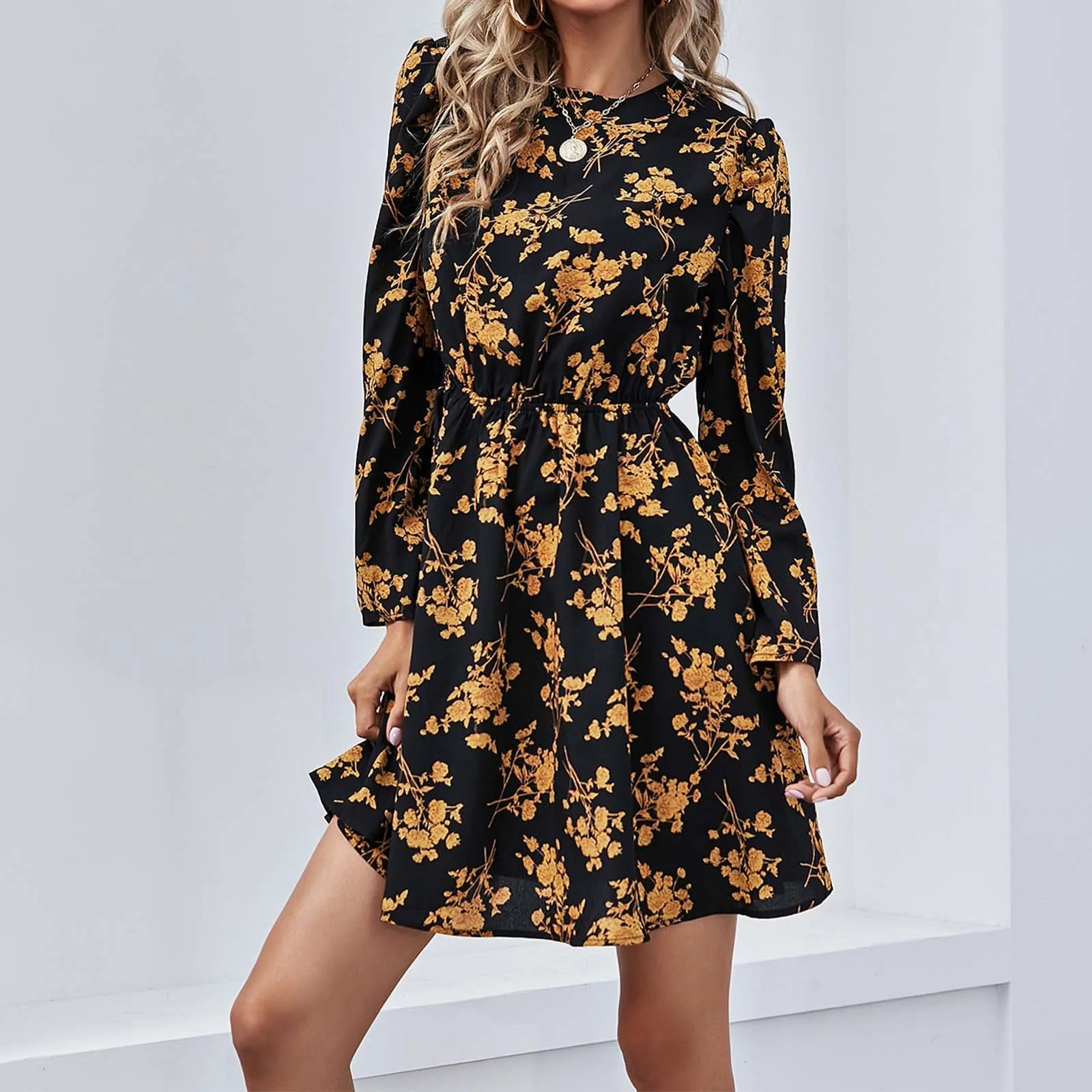 Женское весеннее новое модное платье с закрытой талией и сломанными цветами