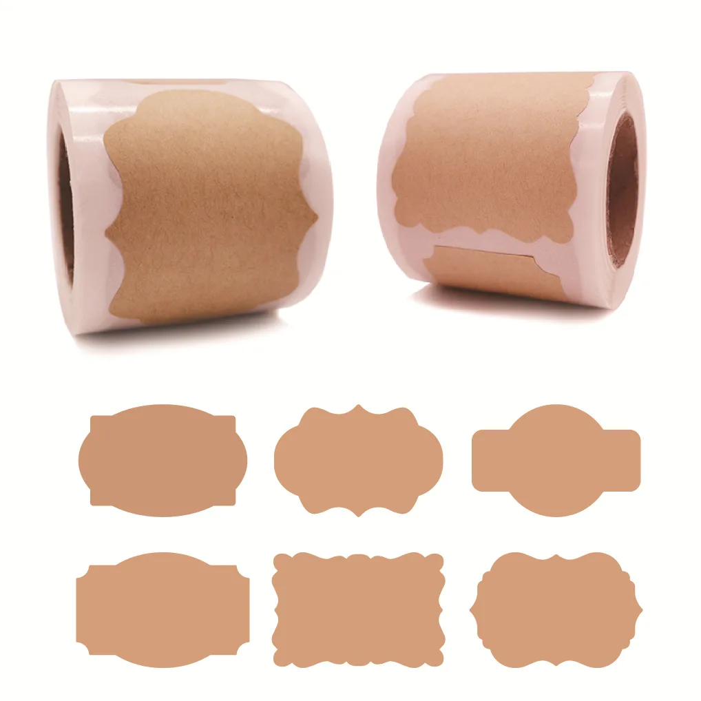 

Natural Kraft Tags Sticker Vintage Blank Kraft Label Sticker Classification Glass Bottle Label Self-Adhesive Stickers