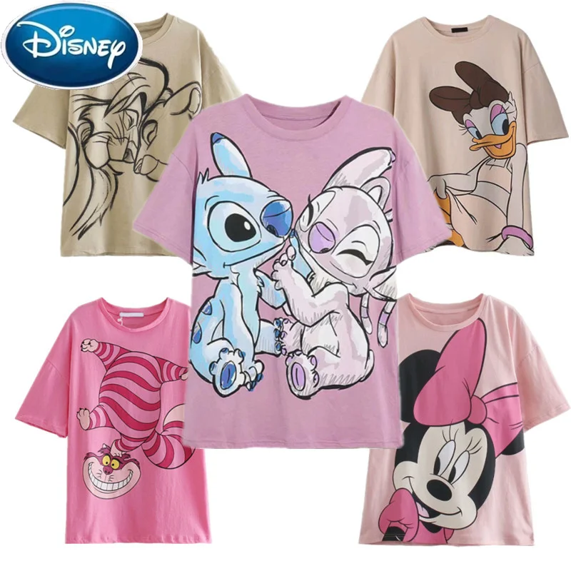 

SIMBA Disney Family T-shirt Women T-shirt Cotton Tee Tops Print Fashion Cartoon O-neck Casual Short Boyfriend Style Old Style