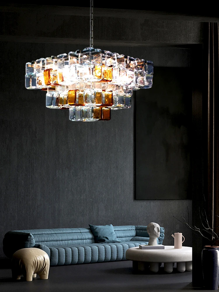 Стеклянный кубик льда итальянский дизайнер светодиодная люстра домашний декор