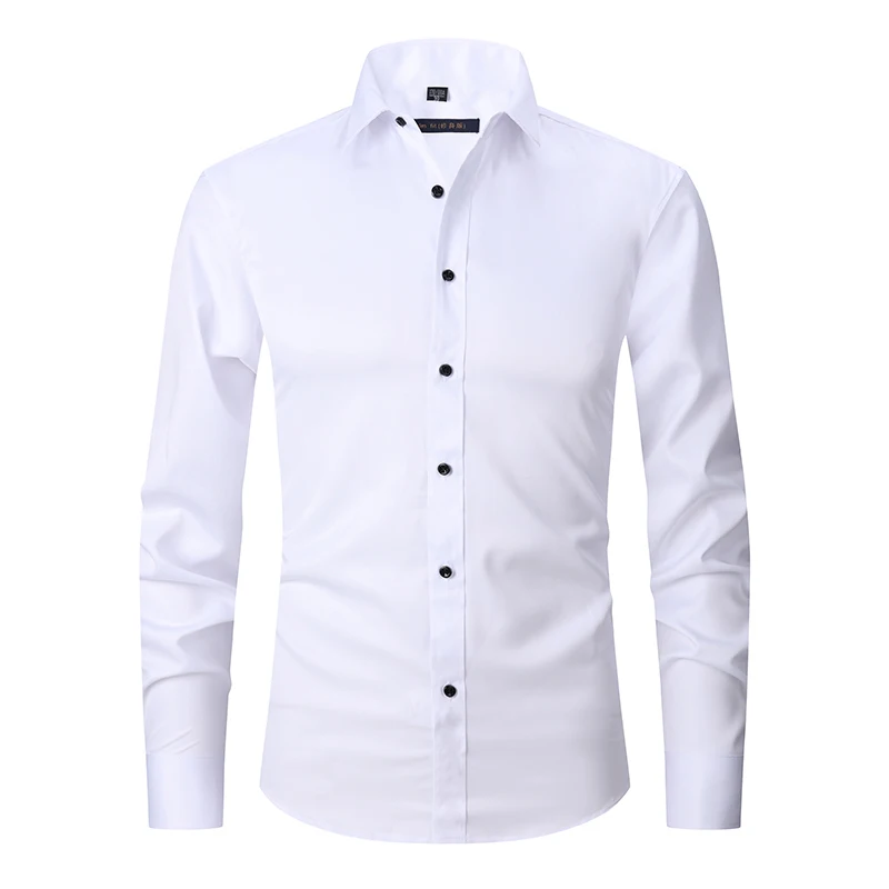 Stretch Non-iron Anti-wrinkle Shirt Business Men's Clothing Self-cultivation Casual T-shirts Spring and Summer T-shirt Clothes