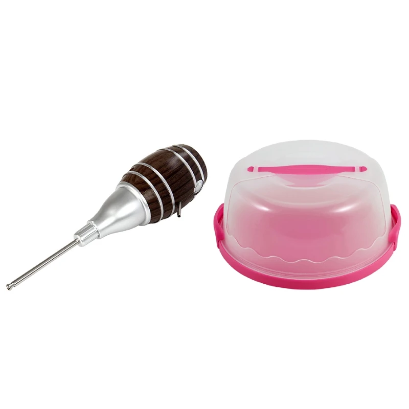

Barrel Wine Pourer Decanter Electric Cider Pump Aerator Machine & Round Cake Carrier Handheld Plastic Pastry Case