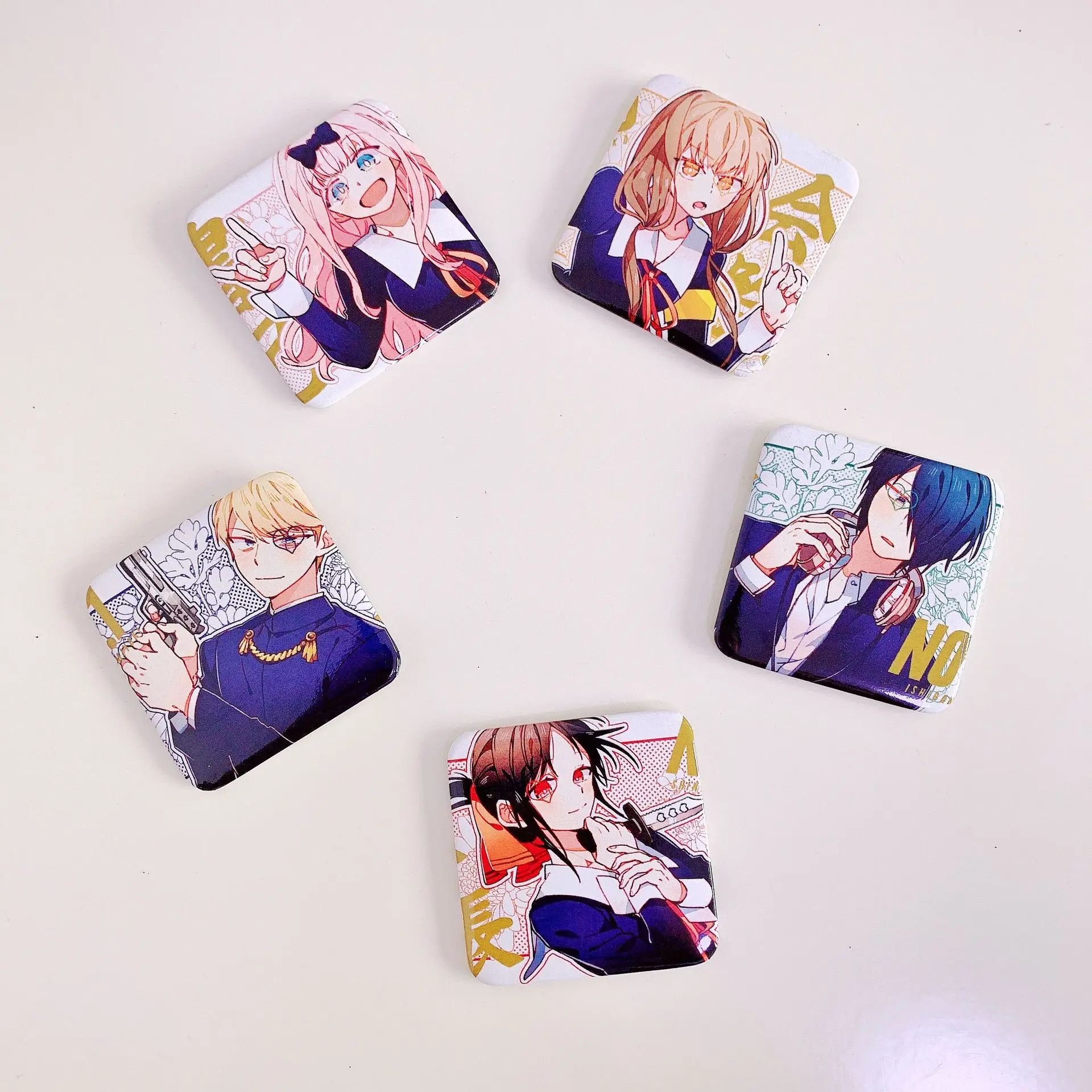 

50 Pieces/Set Anime Kaguya-sama: Love Is War Cartoon Pins 5*5CM Square Day Valley Badges Accept Customized MOQ 50pcs No.1