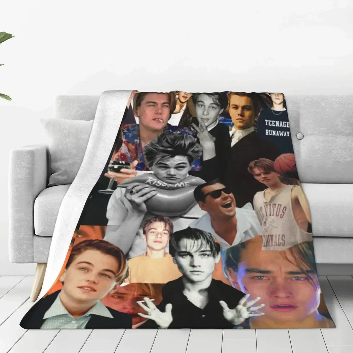 Леонардо Ди Каприо Стильное Фланелевое Одеяло Забавный Дизайн Актера Теплый